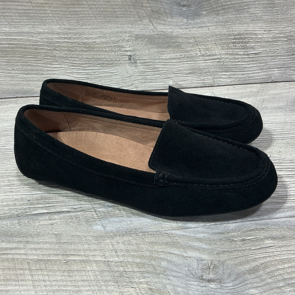 Vionic Debbie Women's Size 11W Suede Slip On Moccasins Shoes Loafer Flats Black